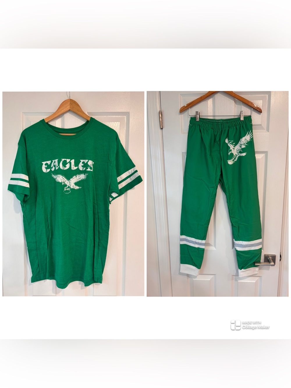 Philadelphia Eagles kelly green t-shirt and sweatpants set size medium